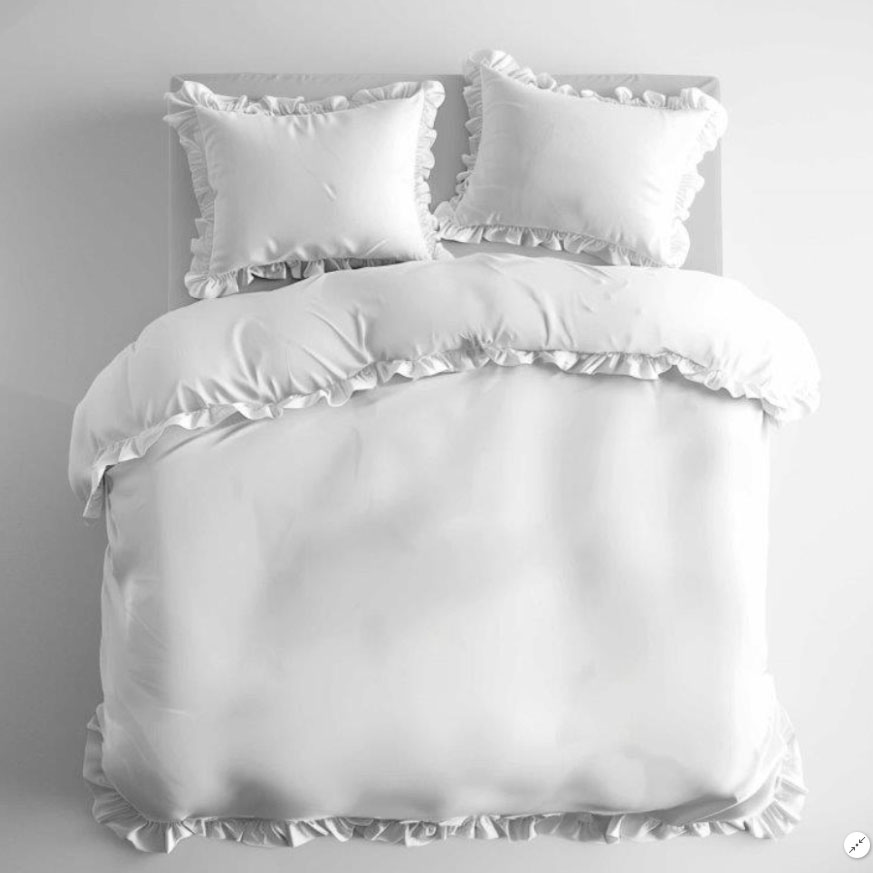 Pościel bawełniana 160x200 cm Pure biały z falbanką