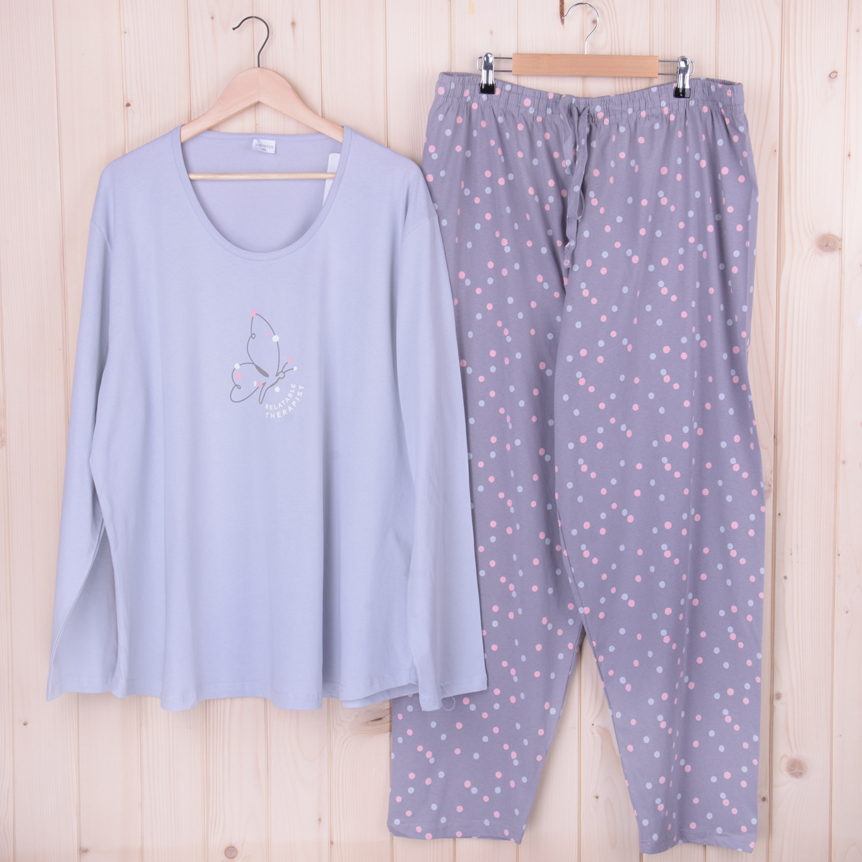 Piżama damska z długimi spodniami i rękawem 403198 rozm: 7XL szara