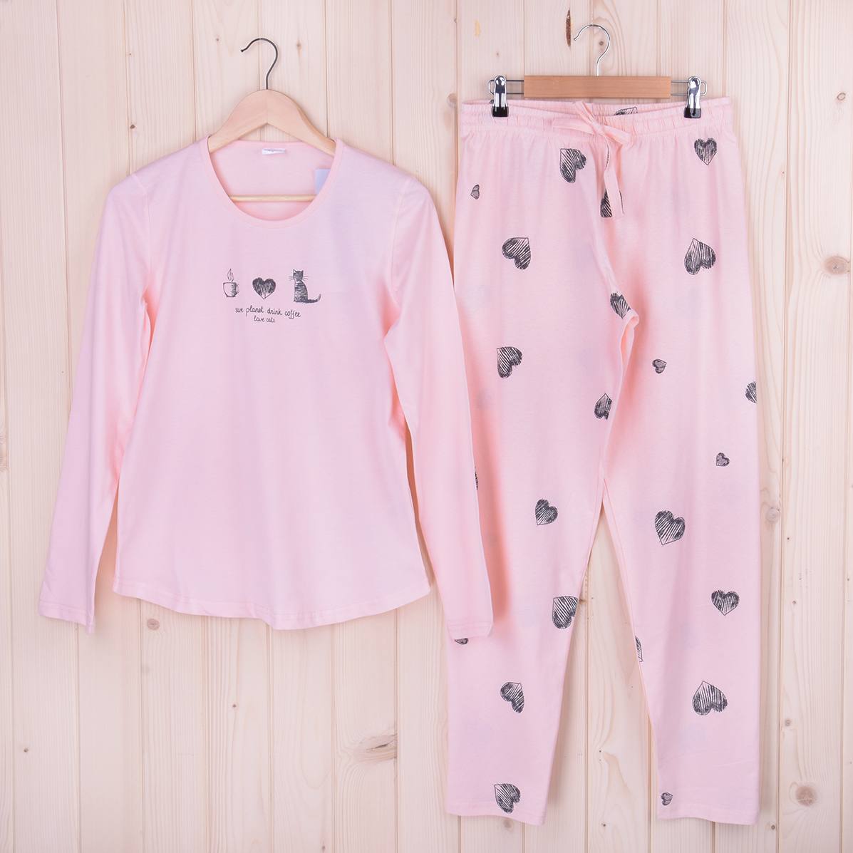 Piżama damska z długimi spodniami i rękawem 403171 rozm: S baby pink