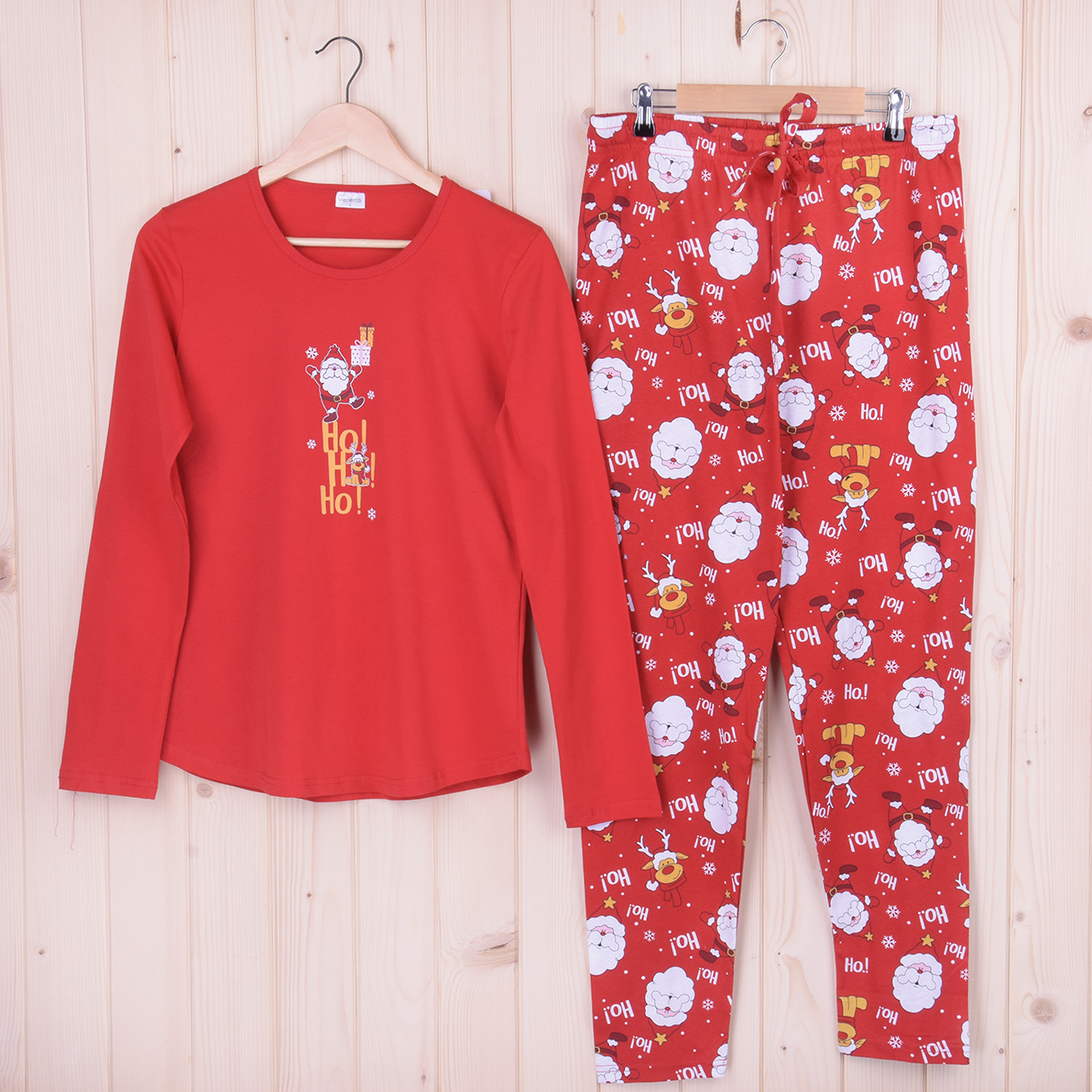 Piżama świąteczna damska z długimi spodniami i rękawem 405317 rozm: S czerwona