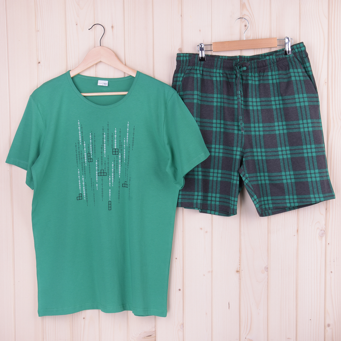 Piżama męska z krótkim rękawem i szortami 311154 rozm: M zieleń