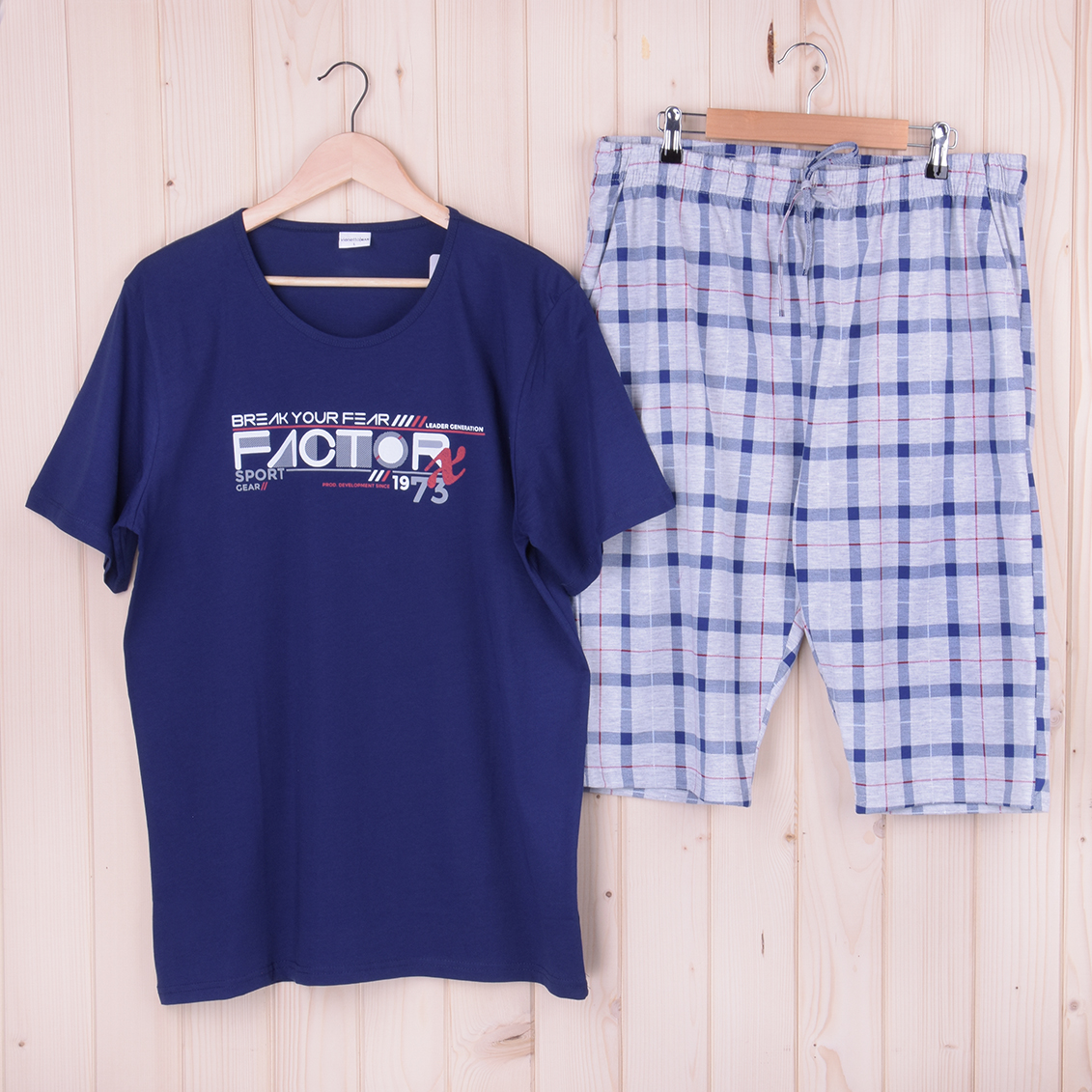 Piżama męska z krótkim rękawem i spodenkami 212078 granat rozm: XXL