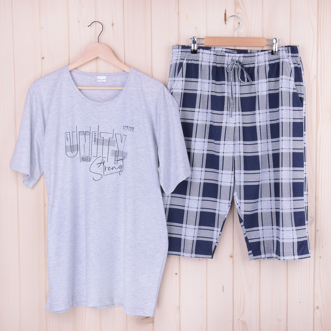 Piżama męska z krótkim rękawem i spodenkami 311110 szara rozm: 2XL