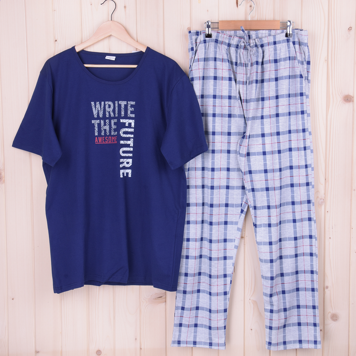 Piżama męska z długimi spodniami i krótkim rękawem 212080 rozm: 2XL