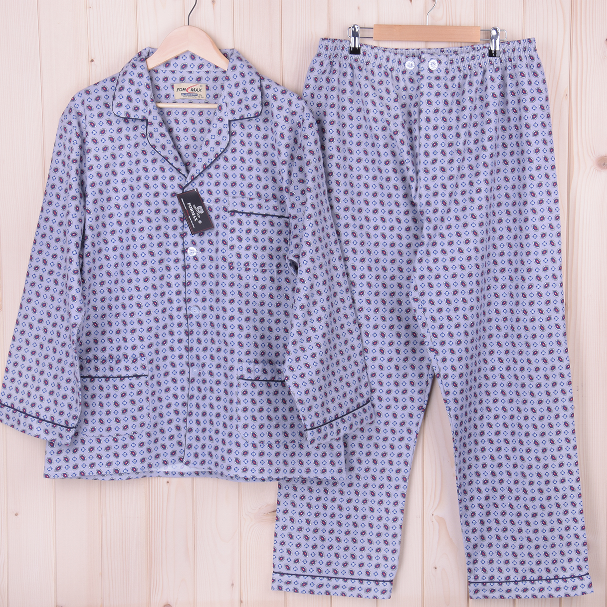 Piżama męska flanelowa z długim rękawem i spodniami wzór 9 rozm: 2XL