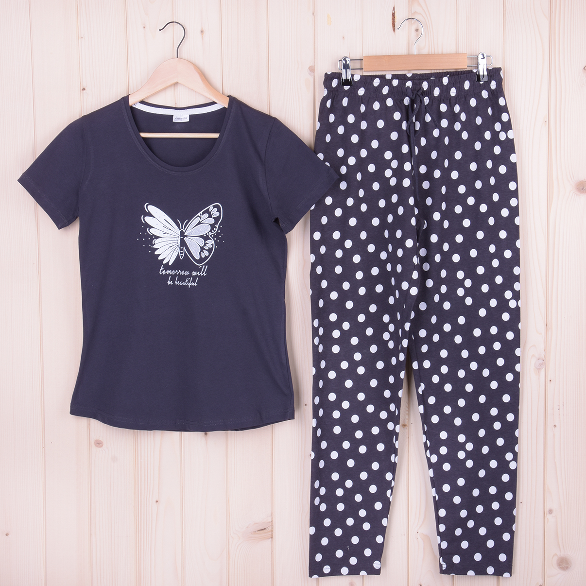 Piżama damska z krótkim rękawem i długimi spodniami 110068 rozm: S grafit