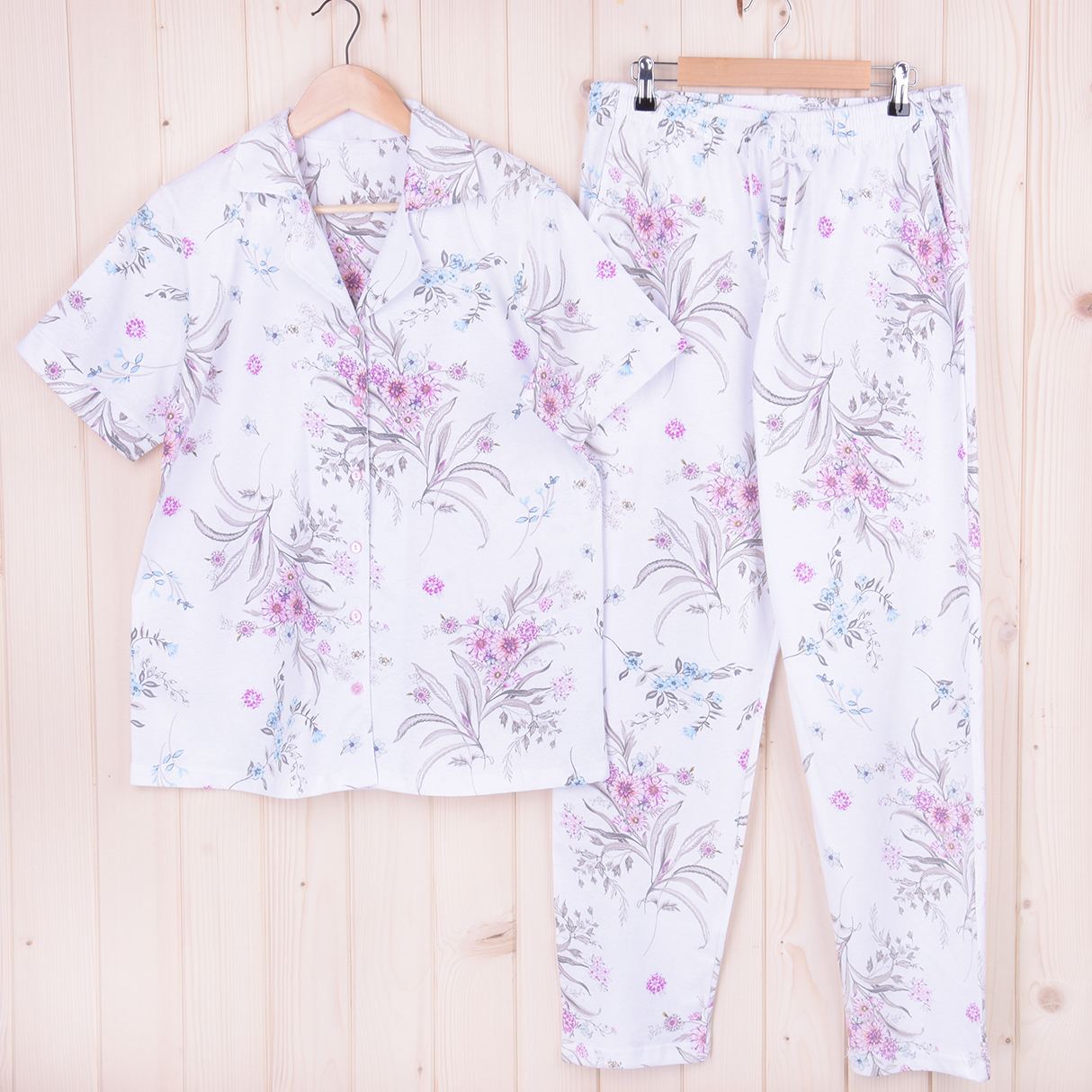 Piżama damska z krótkim rękawem i długimi spodniami 311387 rozm: XXL rozpinana