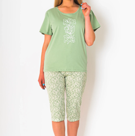 Piżama damska z krótkim rękawem i 3/4 spodnie NATURE rozm: L zieleń