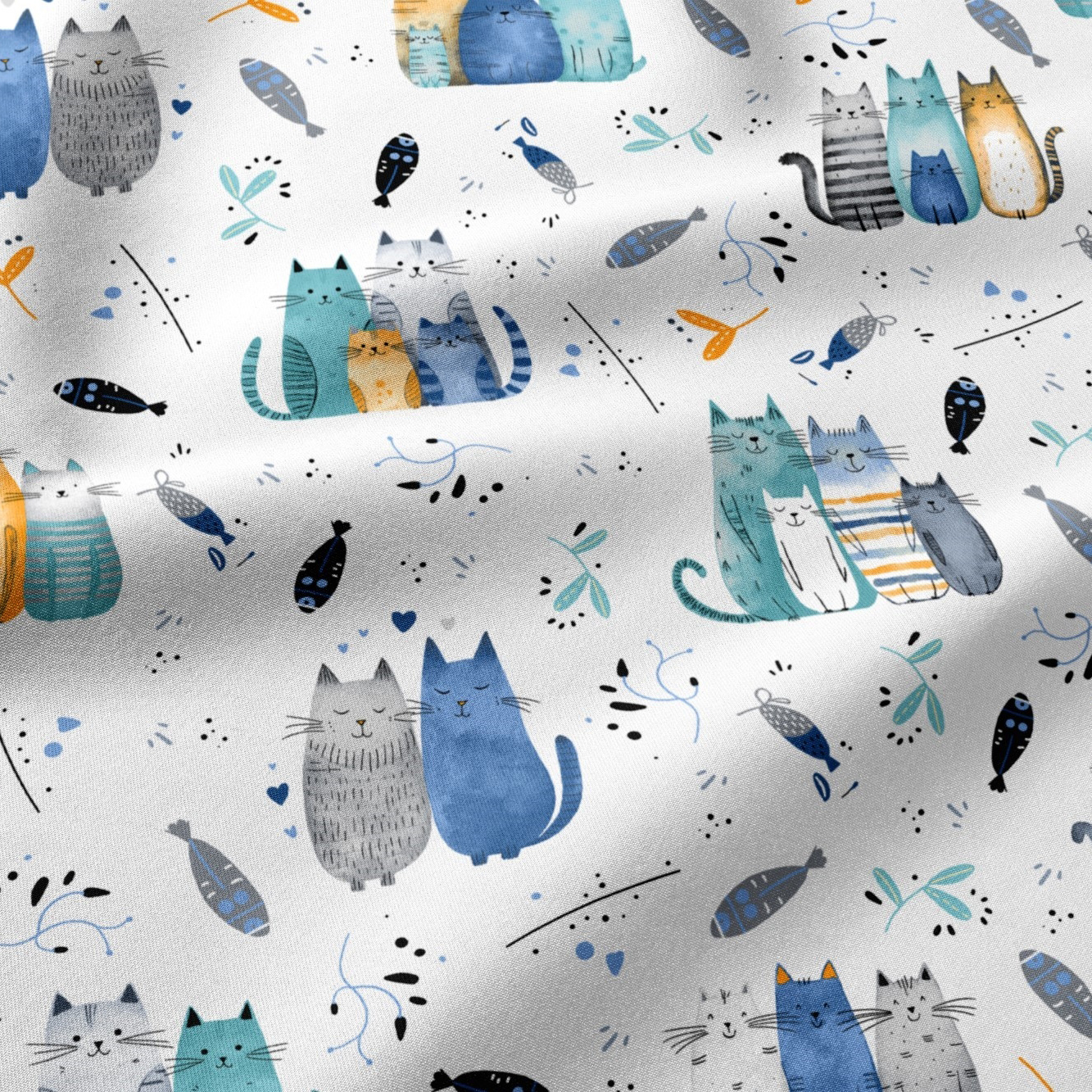 Pościel bawełniana 120x160 cm Kolorowe kotki na białym 2