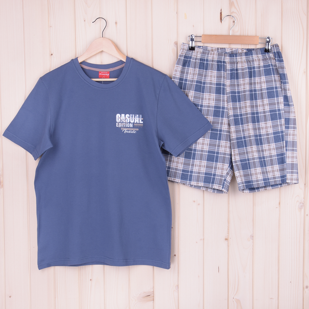 Piżama męska z krótkim rękawem i spodenkami CASUAL rozm: XL niebieski