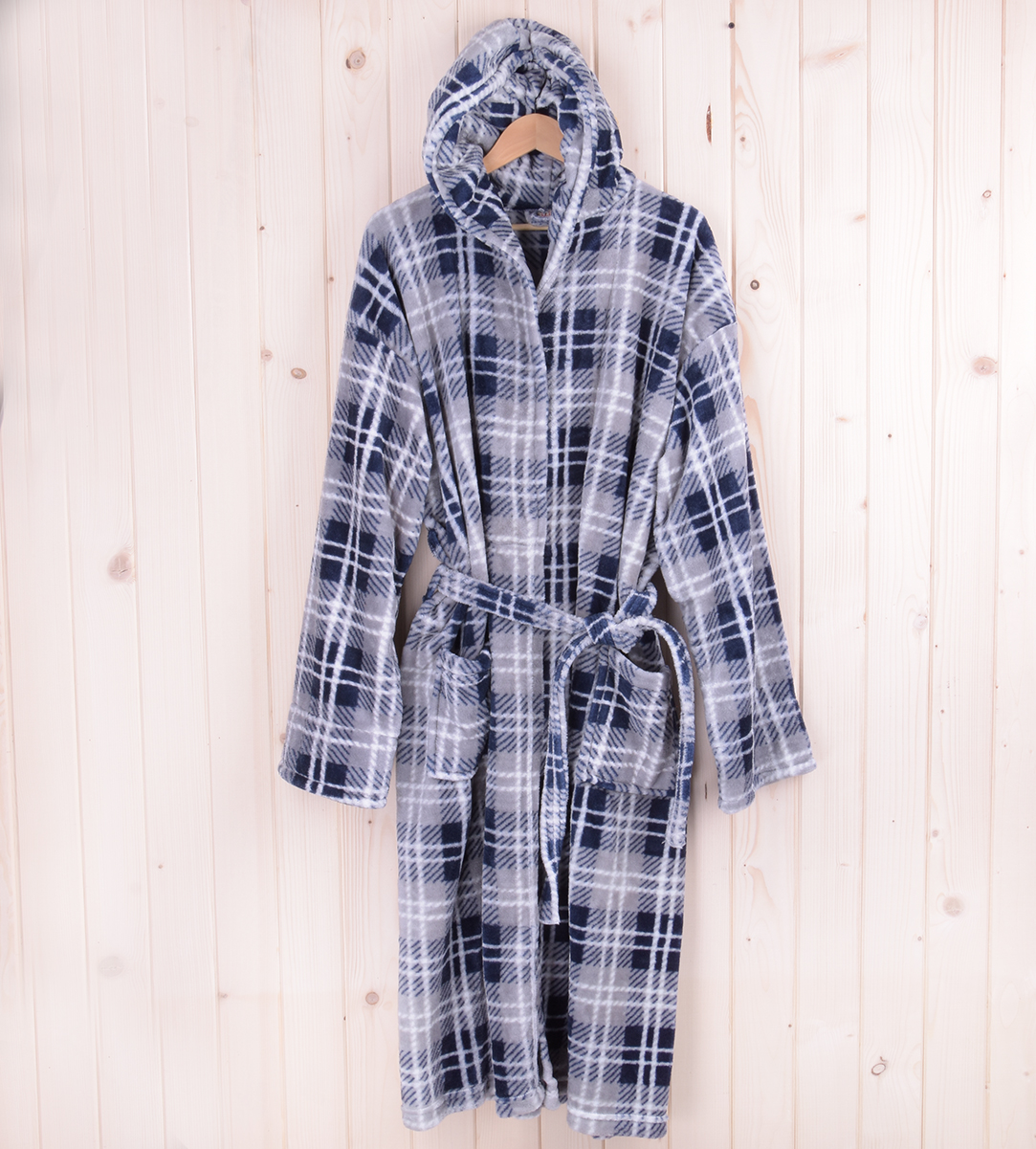 Szlafrok męski SOFT KRATA rozm: 2XL+ kaptur