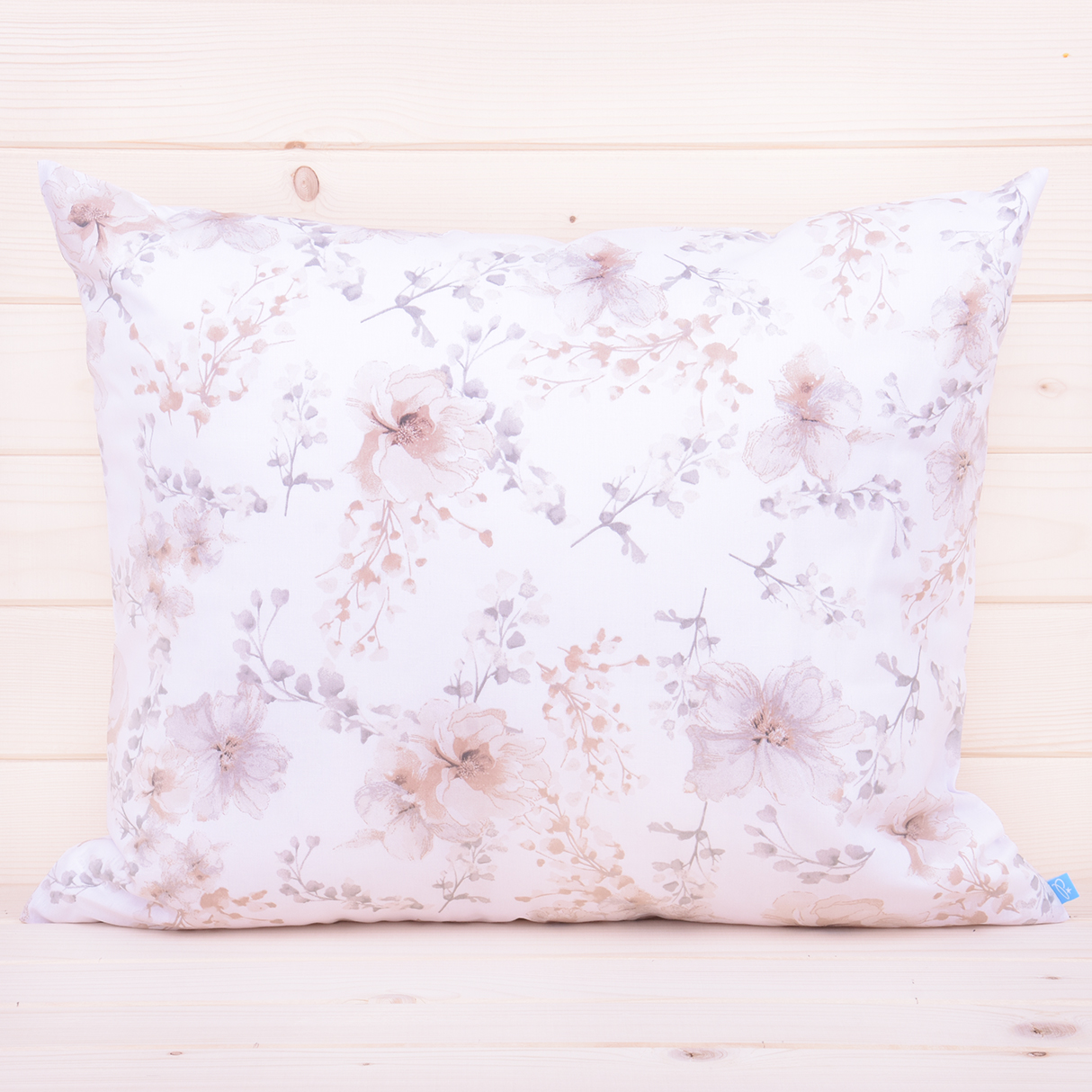 Poszewka z bawełny 70x80 cm Beżowe kwiaty na białym 2