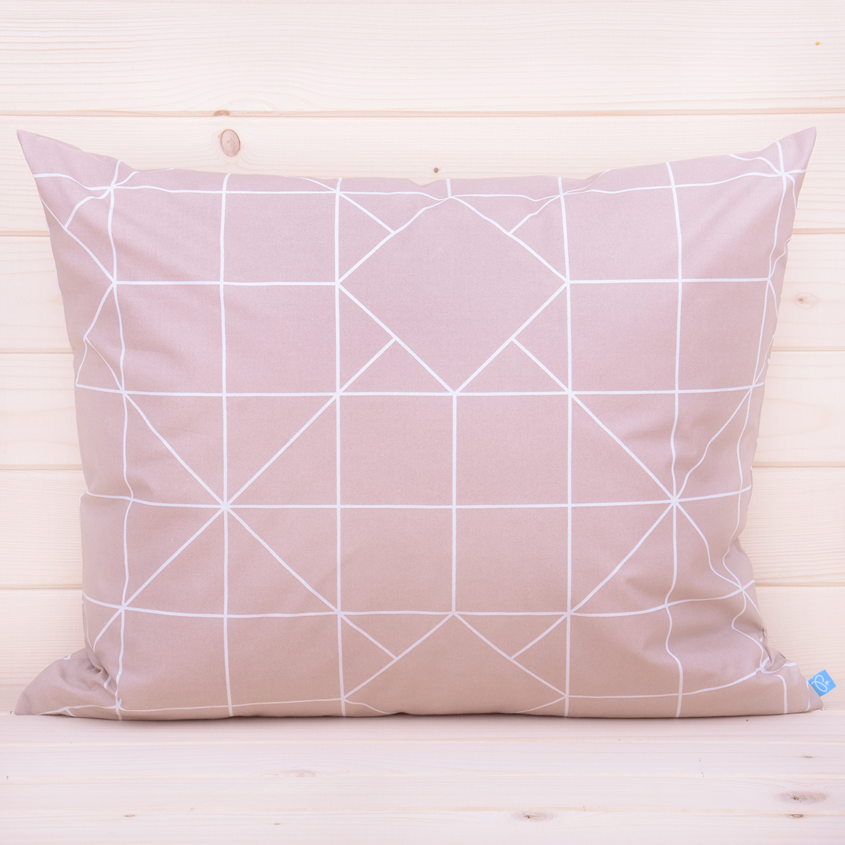 Poszewka z bawełny 50x60 cm Geometryczna harmonia beżowo-biała