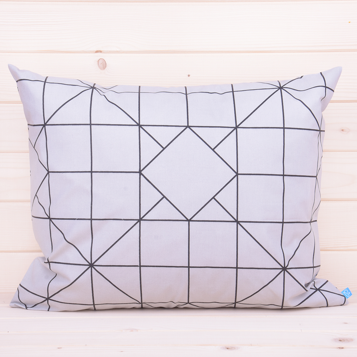 Poszewka z bawełny 50x60 cm Geometryczna harmonia szaro-czarna
