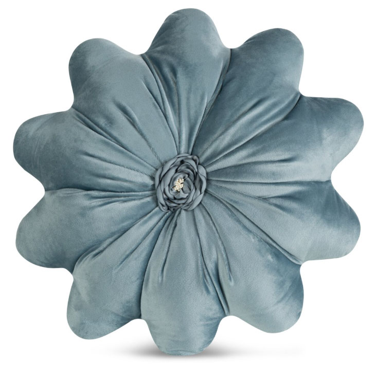 Poduszka ozdobna śr 40 cm Flores Niebieski