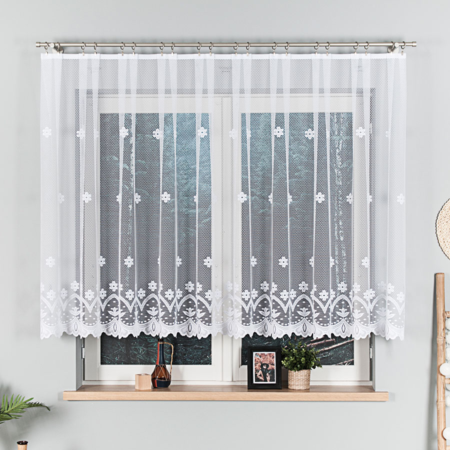 Firana żakardowa 004421 wysokość 130 cm Biała 1 pas