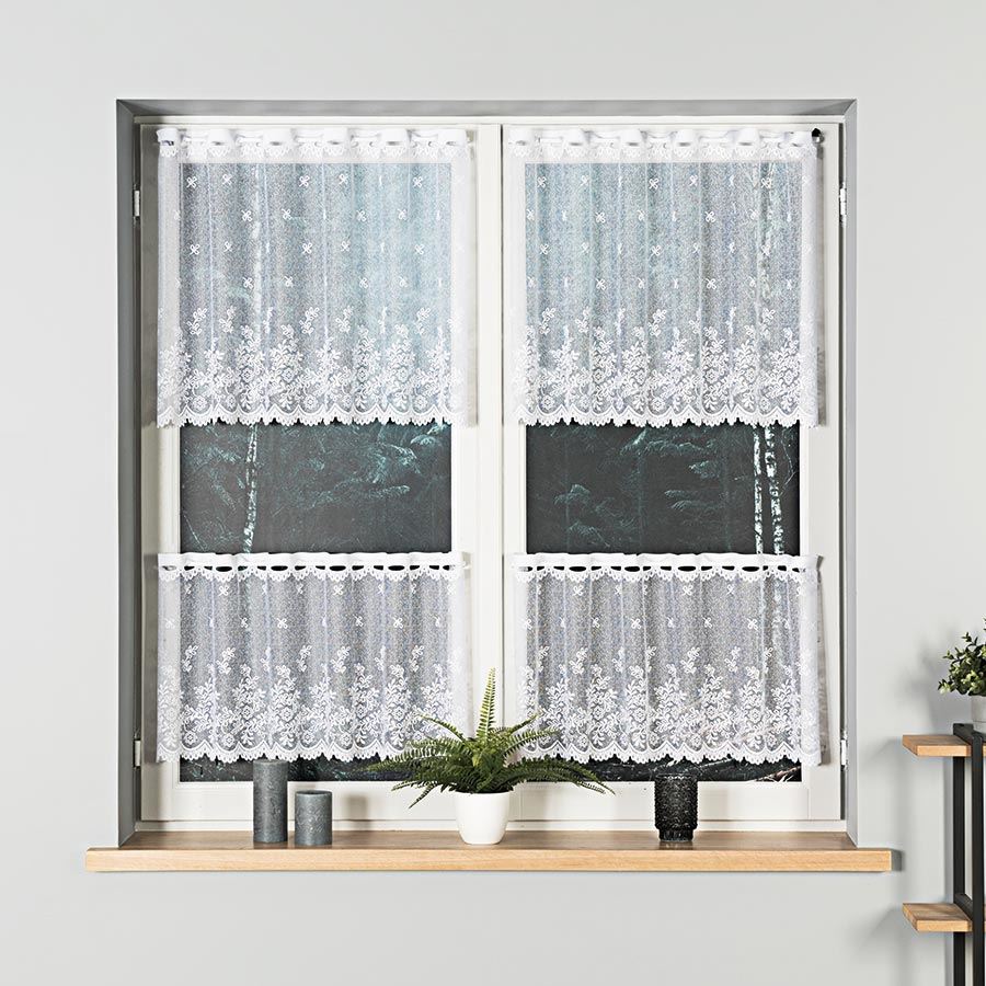 Firana zazdrostka żakardowa 054160 wysokość 60 cm Biała
