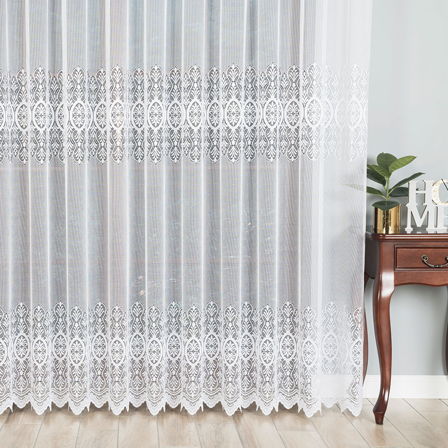 Firana żakardowa 015964 wysokość 250 cm Biała