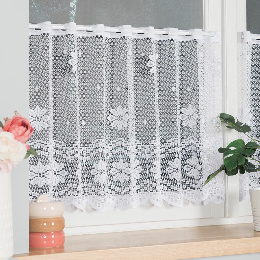 Firana zazdrostka żakardowa 779031 wysokość 50 cm Biała