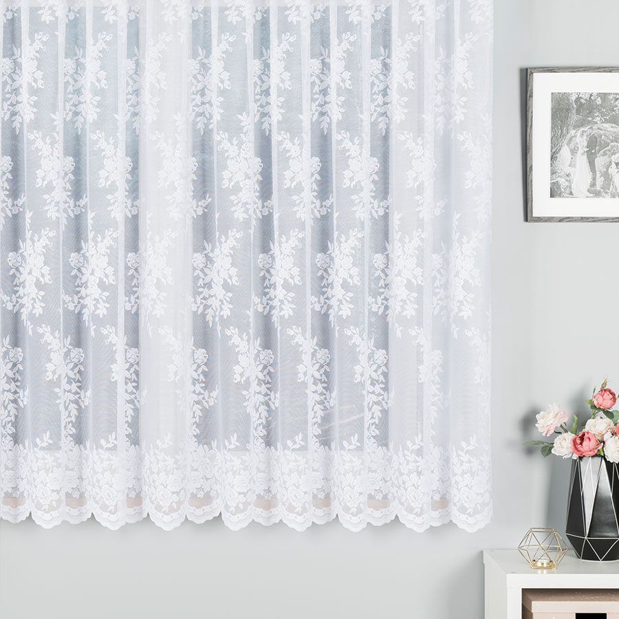 Firana żakardowa 098597 wysokość 250 cm Biała wzór po całości