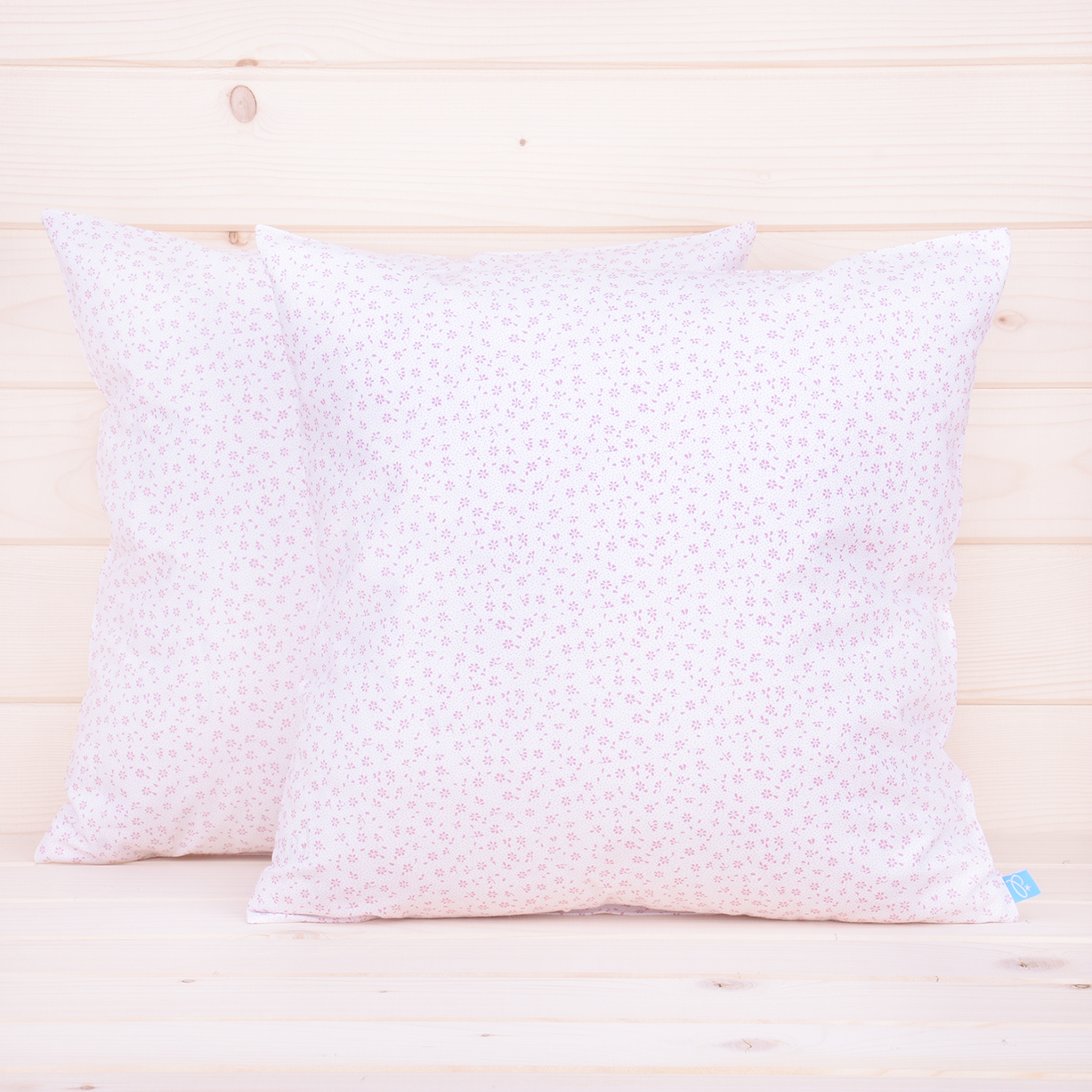 Poszewka z bawełny 40x40 cm Drobne różowe kwiatuszki na białym
