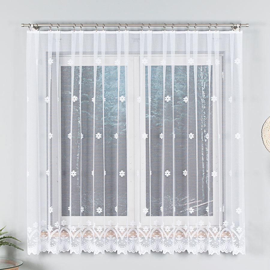 Firana gotowa żakardowa 300x180 cm biała z taśma - wzór 004421