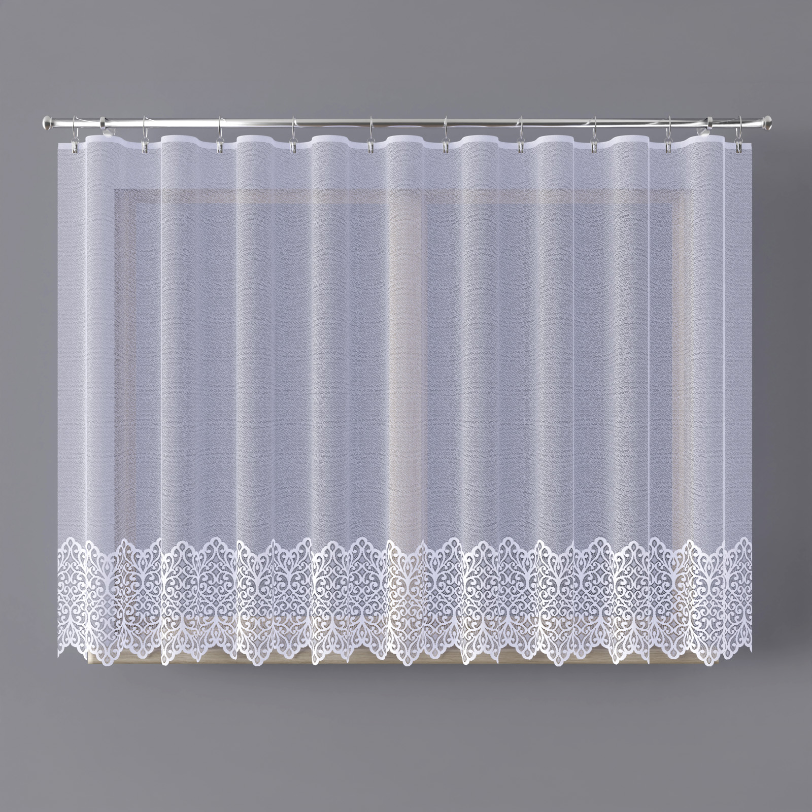 Firana gotowa żakardowa 300x160 cm biała z taśma - wzór 019470