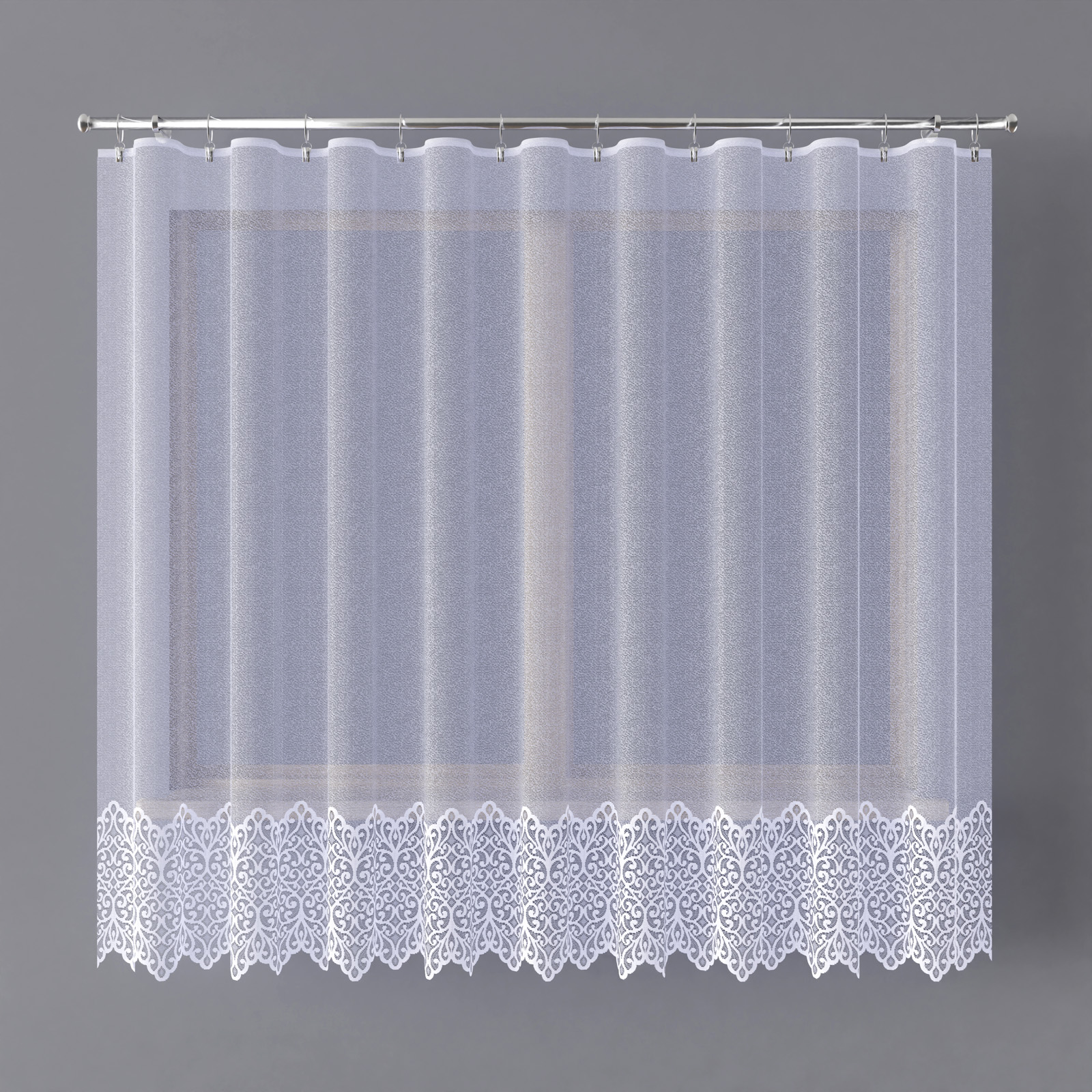 Firana gotowa żakardowa 400x180 cm biała z taśmą - wzór 019470