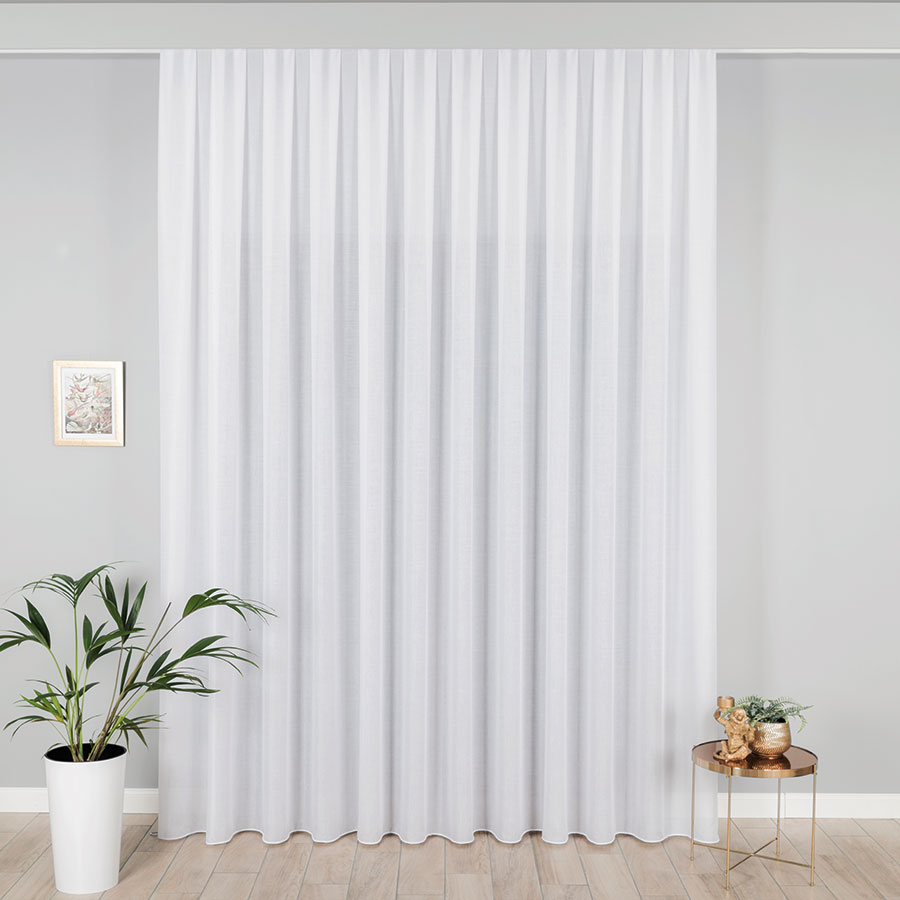 Firana gładka biała z ołowianką, wysokość 300 cm - wzór 012606