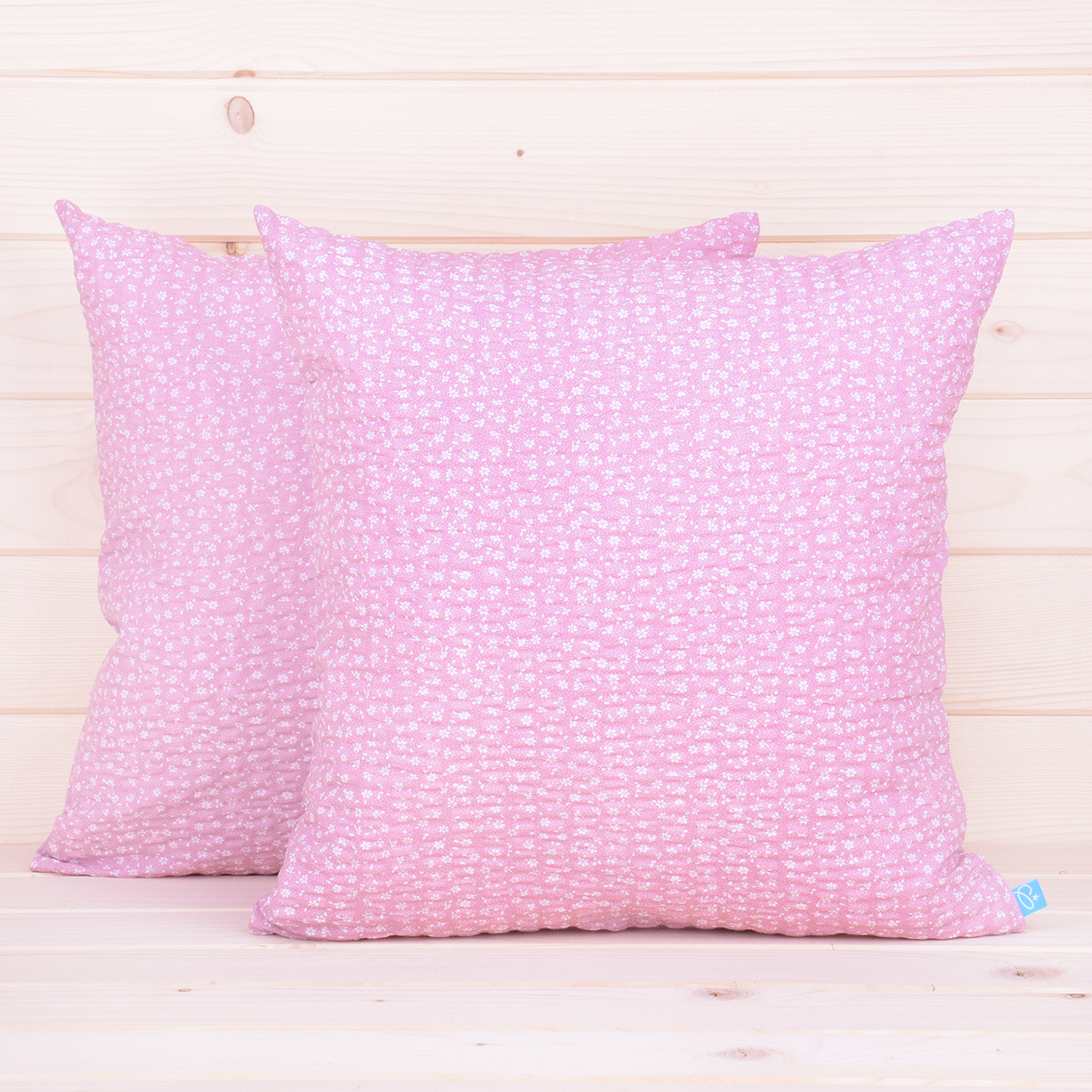 Poszewka z kory 40x40 cm Drobne białe kwiatuszki na różu