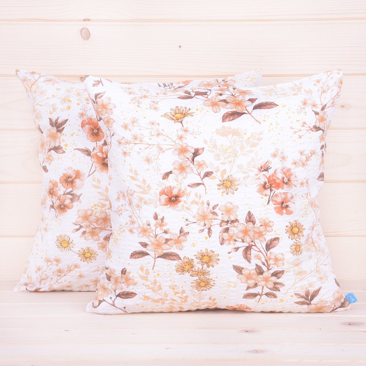 Poszewka z kory 40x40 cm Delikatne kwiaty beżowo-brązowe