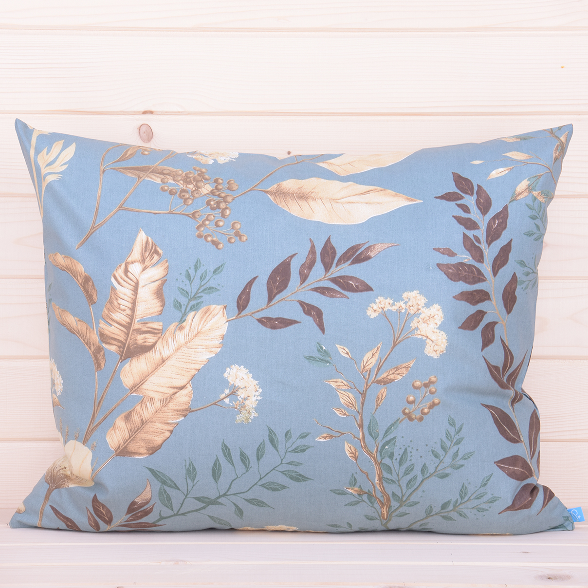 Poszewka z bawełny 50x70 cm Florystyka niebieskoszara