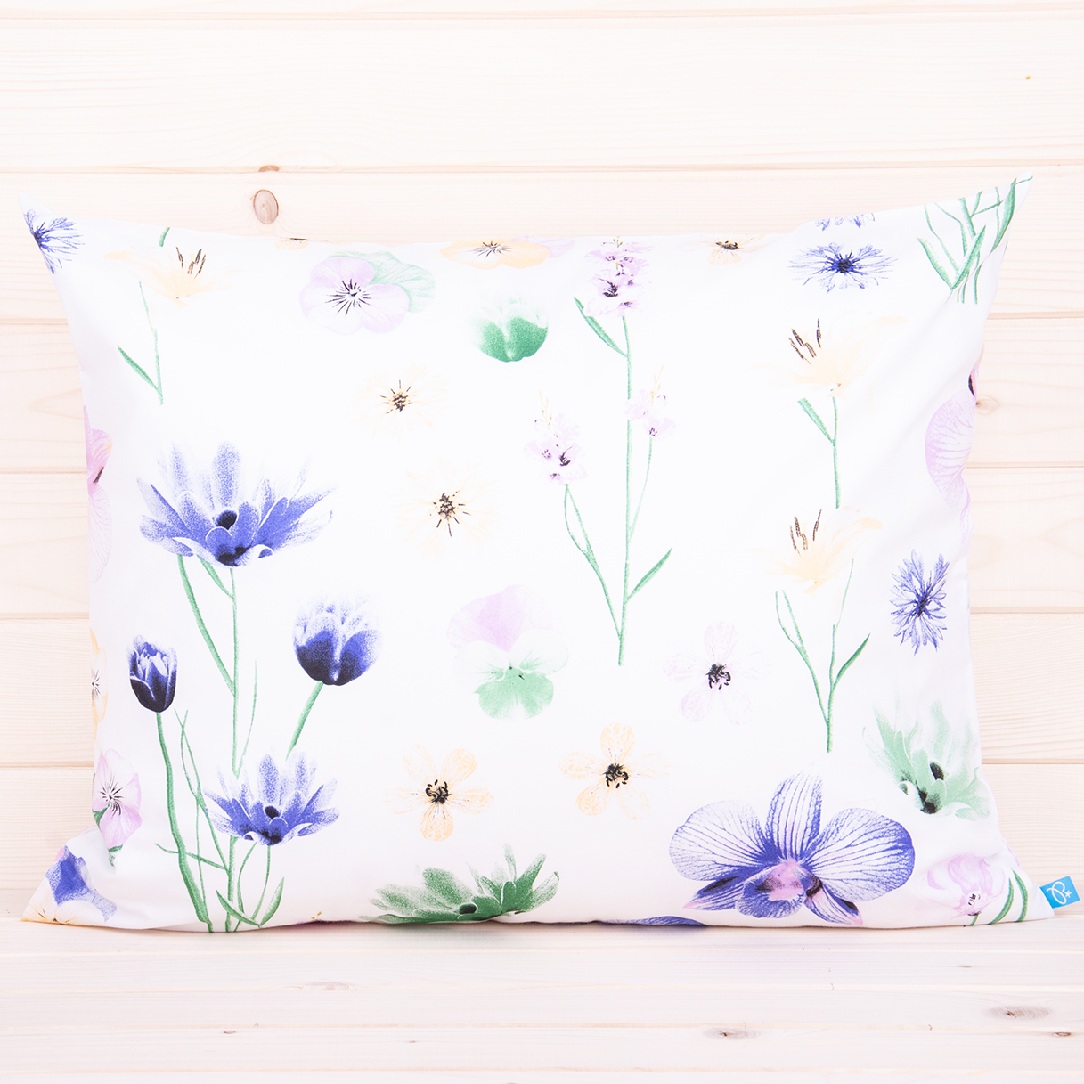 Poszewka z bawełny 50x60 cm Polne kwiaty na białym
